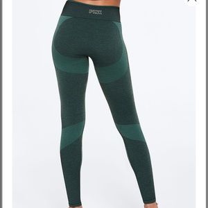 Pink sport seamless leggings. Dark green marl
